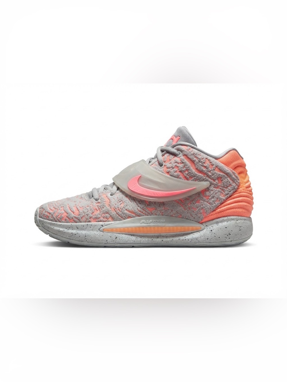 Nike Grey and Coral Knit Mid-Top Basketball Sneaker
